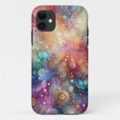 水カラフル色レインボーと金ゴールドグリッター Case-Mate iPhoneケース (裏面)