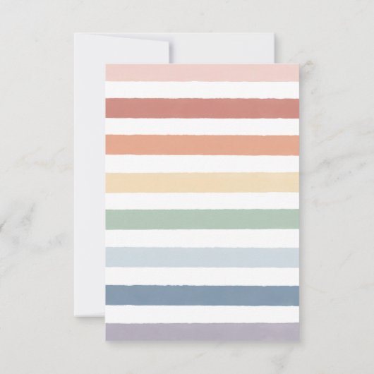 水カラフル色レインボーガールバースデーパーティー サンキューカード (裏面)