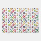 水カラフル色レインボーズハート&スターパターン キッチンタオル (横)