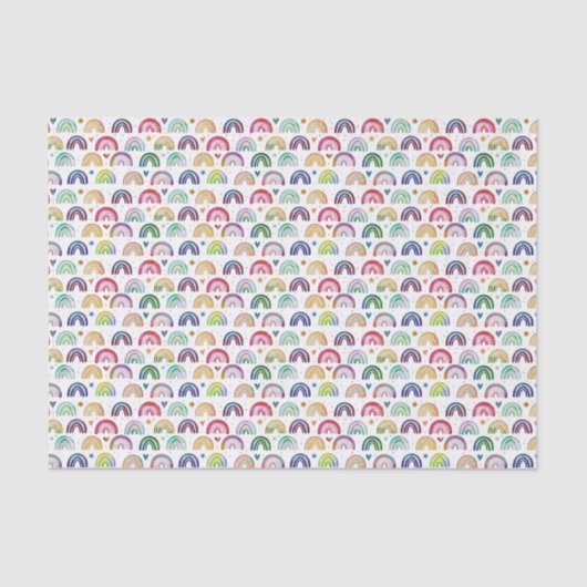水カラフル色レインボーズハート&スターパターン 薄葉紙 (正面)