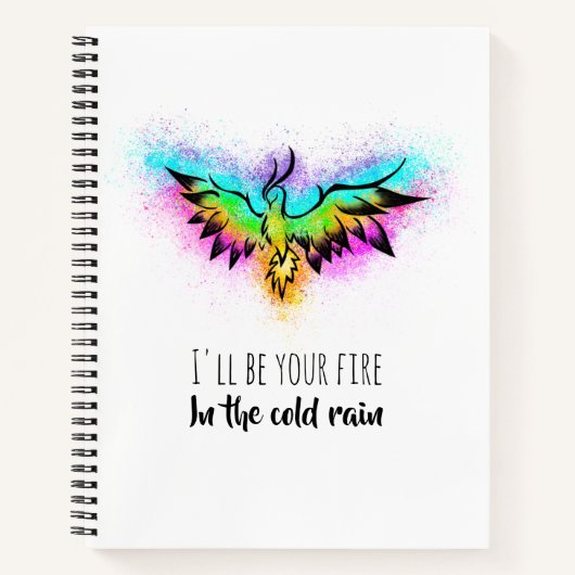 水カラフル色レインボーフェニックスバード ノートブック (正面)