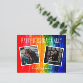 水カラフル色レインボーフォトハッピーバースデー ポストカード (スタンド正面)