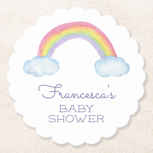 水カラフル色レインボーベビーシャワー ペーパーコースター (正面)