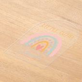 水カラフル色レインボー図解ベビーショー アクリル招待状 (レイダウン)