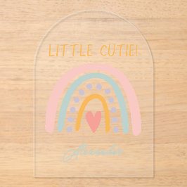 水カラフル色レインボー図解ベビーショー アクリル招待状