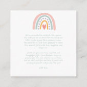 水カラフル色レインボー図解ベビーショー エンクロージャーカード (裏面)