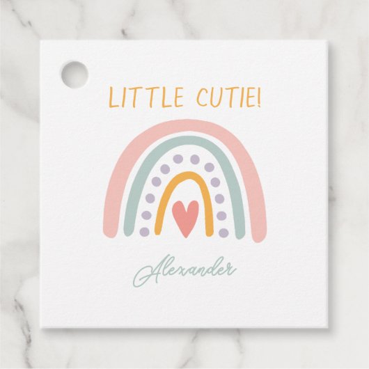 水カラフル色レインボー図解ベビーショー フェイバータグ (正面)