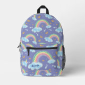 水カラフル色レインボー紙吹雪紫 プリントバックパック (正面)