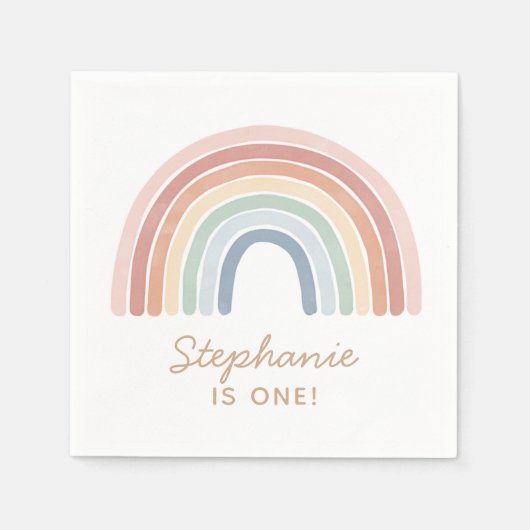 水カラフル色レインボー誕生日 スタンダードカクテルナプキン (正面)