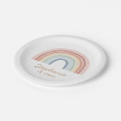 水カラフル色レインボー誕生日 ペーパープレート (アングル)