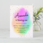 水カラフル色レインボー誕生日 招待状 (スタンド正面)