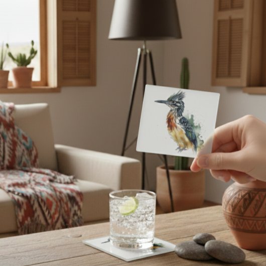 水カラフル色ロードランナー ガラスコースター