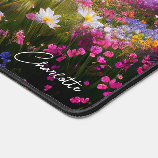 水カラフル色ワイルドフラワーの名パーソナライズされた前 デスクマット (コーナー)