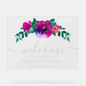 水カラフル色ワイルドフラワーへようこそ アクリルサイン (正面)