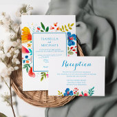 水カラフル色ワイルドフラワーウェディングレセプション エンクロージャーカード