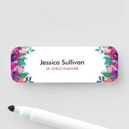 水カラフル色ワイルドフラワークラシックの名前タグ 名札