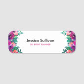 水カラフル色ワイルドフラワークラシックの名前タグ 名札 (正面)