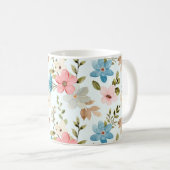 水カラフル色ワイルドフラワーパターン コーヒーマグカップ (正面右)