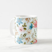 水カラフル色ワイルドフラワーパターン コーヒーマグカップ (正面左)