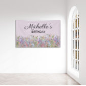 水カラフル色ワイルドフラワーパープル誕生日 横断幕
