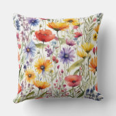 水カラフル色ワイルドフラワーフローラデザイン クッション (裏面)