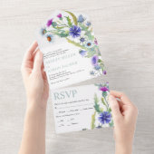 水カラフル色ワイルドフラワーフローラ結婚 オールインワン招待状 (貼ってはがせる)