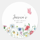 水カラフル色ワイルドフラワーブライダルシャワー ラウンドシール (正面)