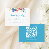 水カラフル色ワイルドフラワー結婚のQR RSVP エンクロージャーカード