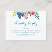 水カラフル色ワイルドフラワー結婚のQR RSVP エンクロージャーカード (正面)