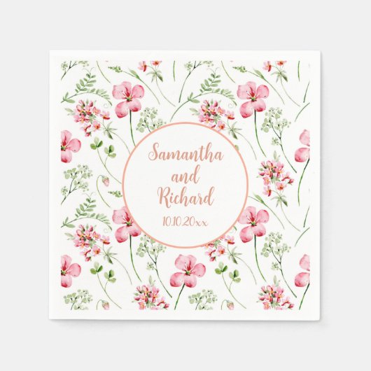 水カラフル色ワイルドフラワー結婚ズ スタンダードカクテルナプキン (正面)