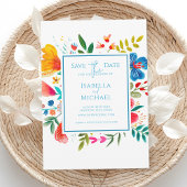 水カラフル色ワイルドフラワー結婚ズ セーブザデート