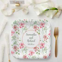 水カラフル色ワイルドフラワー結婚ズ ペーパープレート