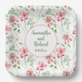 水カラフル色ワイルドフラワー結婚ズ ペーパープレート (正面)