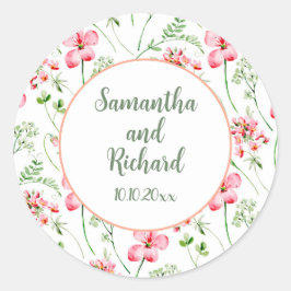 水カラフル色ワイルドフラワー結婚ズ ラウンドシール