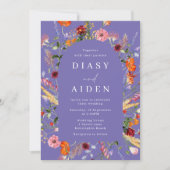 水カラフル色ワイルドフラワー結婚ズ 招待状 (正面)