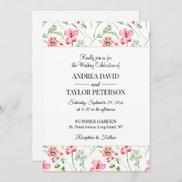 水カラフル色ワイルドフラワー結婚ズ 招待状