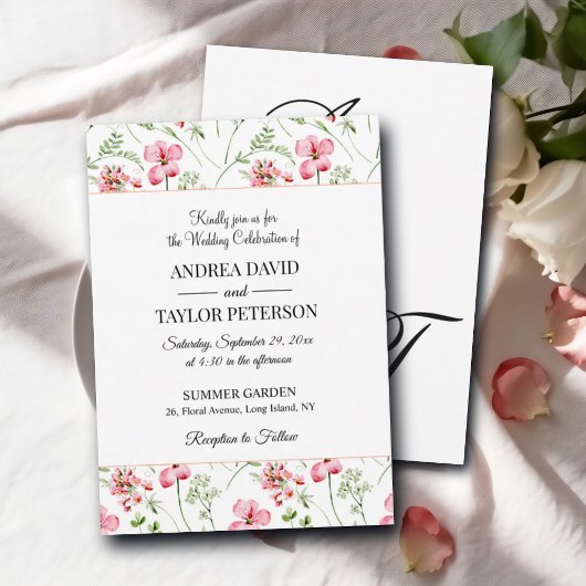 水カラフル色ワイルドフラワー結婚ズ 招待状