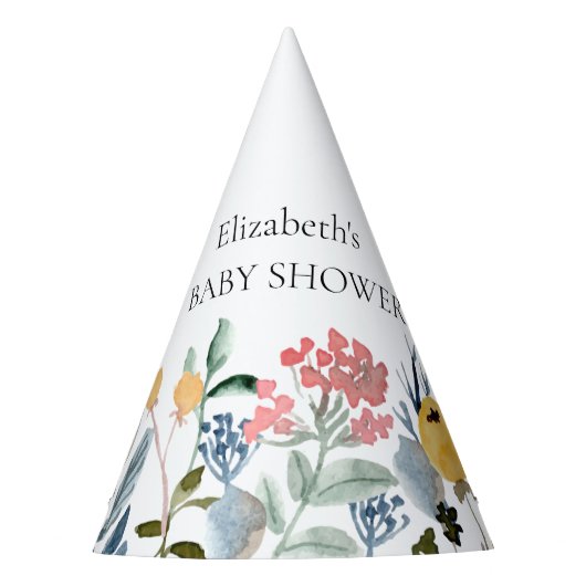 水カラフル色ワイルドフラワー草原 パーティーハット (正面)