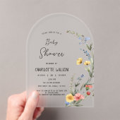 水カラフル色ワイルドフラワー赤ちゃんシャワー アクリル招待状 (インサイチュ (ポータブル))
