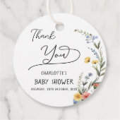 水カラフル色ワイルドフラワー赤ちゃんシャワー フェイバータグ (裏面)