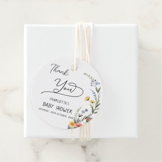 水カラフル色ワイルドフラワー赤ちゃんシャワー フェイバータグ (インサイチュ)