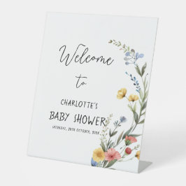 水カラフル色ワイルドフラワー赤ちゃんシャワー 台座サイン