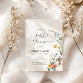 水カラフル色ワイルドフラワー赤ちゃんシャワー 招待状