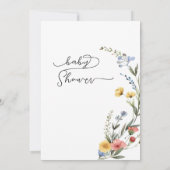 水カラフル色ワイルドフラワー赤ちゃんシャワー 招待状 (裏面)