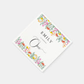 水カラフル色ワイルドフラワー1st誕生日パーティー スタンダードカクテルナプキン (角)