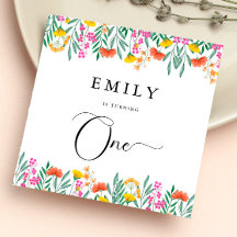 水カラフル色ワイルドフラワー1st誕生日パーティー