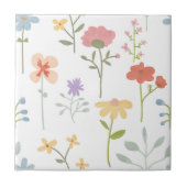 水カラフル色ワイルドフローラシームレスパターン タイル (正面)