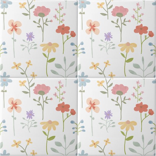 水カラフル色ワイルドフローラシームレスパターン タイル