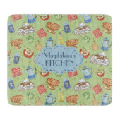 水カラフル色ヴィンテージキッチンシェフ調理師名 カッティングボード (正面)