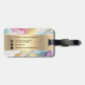 水カラフル色大理石フェイク金箔ストライプ ラゲッジタグ (裏面横)